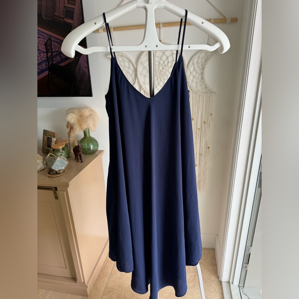 Navy blue sheer flowy dress